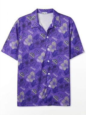XL Coca Cola Colorado Rockies colab Floral Hawaiian Shirt - Men's Short Sleeve